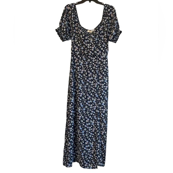 Nordstrom Rack Rowa Blue Floral Print Short Sleeve Casual Event Maxi Dress Small - Picture 1 of 10